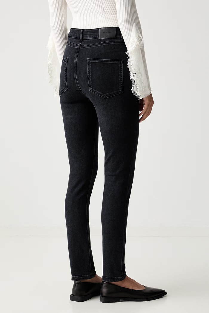 Odjeća Twinset skinny traperice za žene 262TP2610 crna