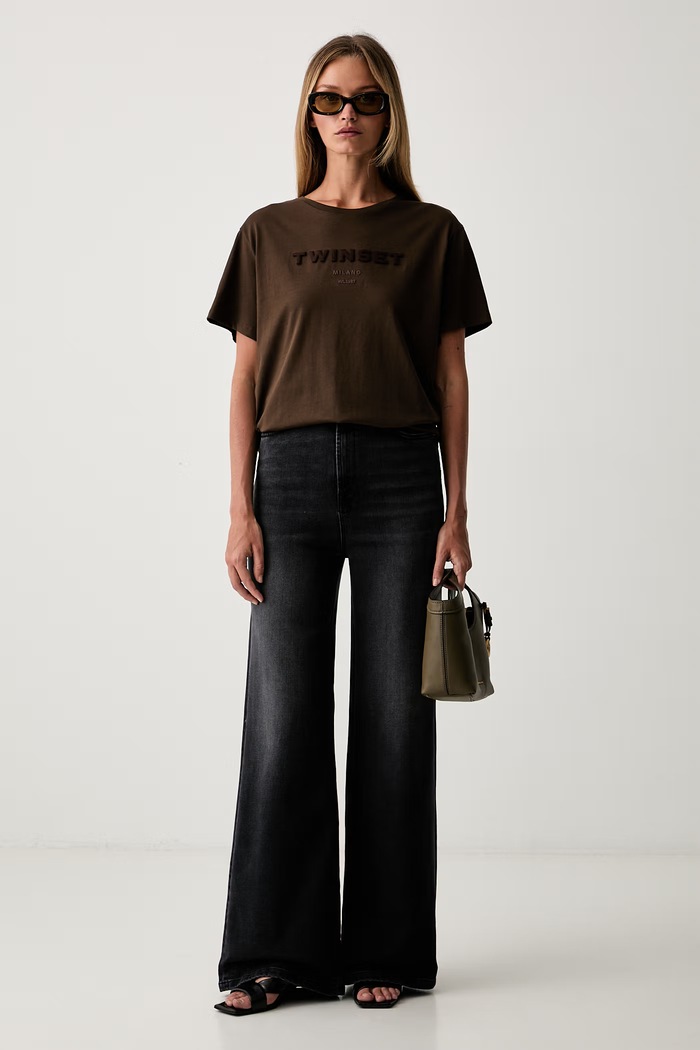 Twinset ίσια γυναικεία τζιν 262TP2561 μαύρο AW26