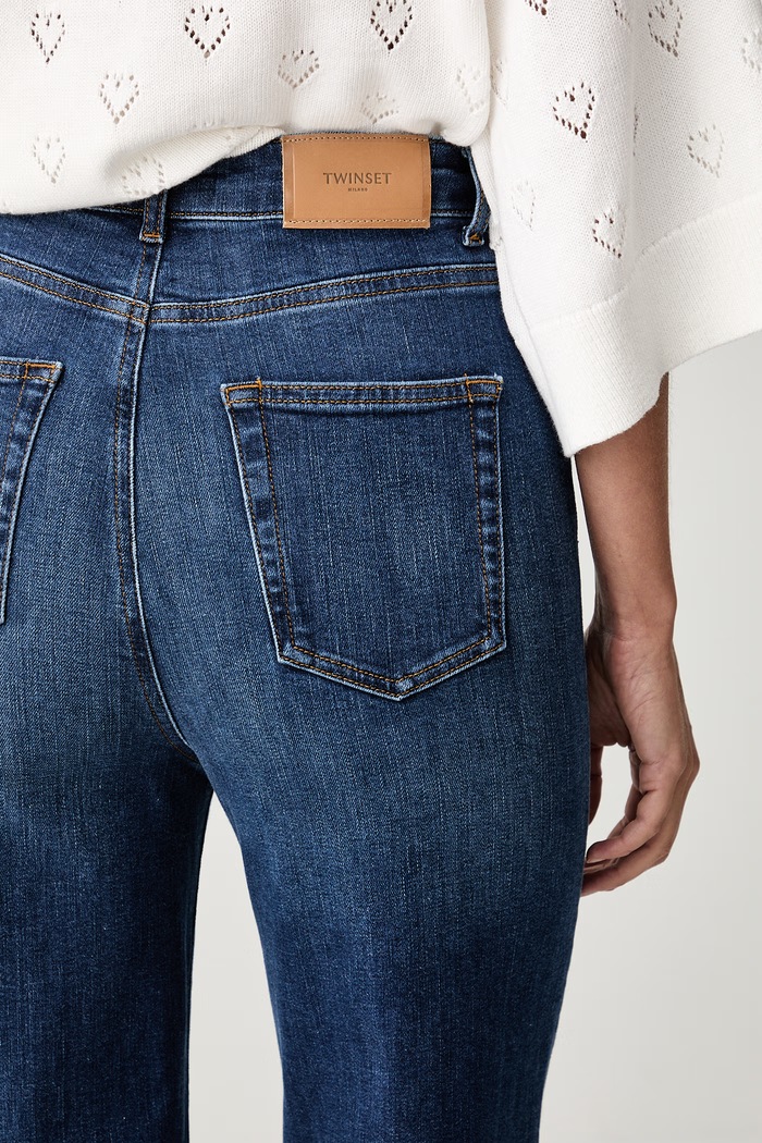 Twinset jeansy straight damskie niebieski 262TP2560