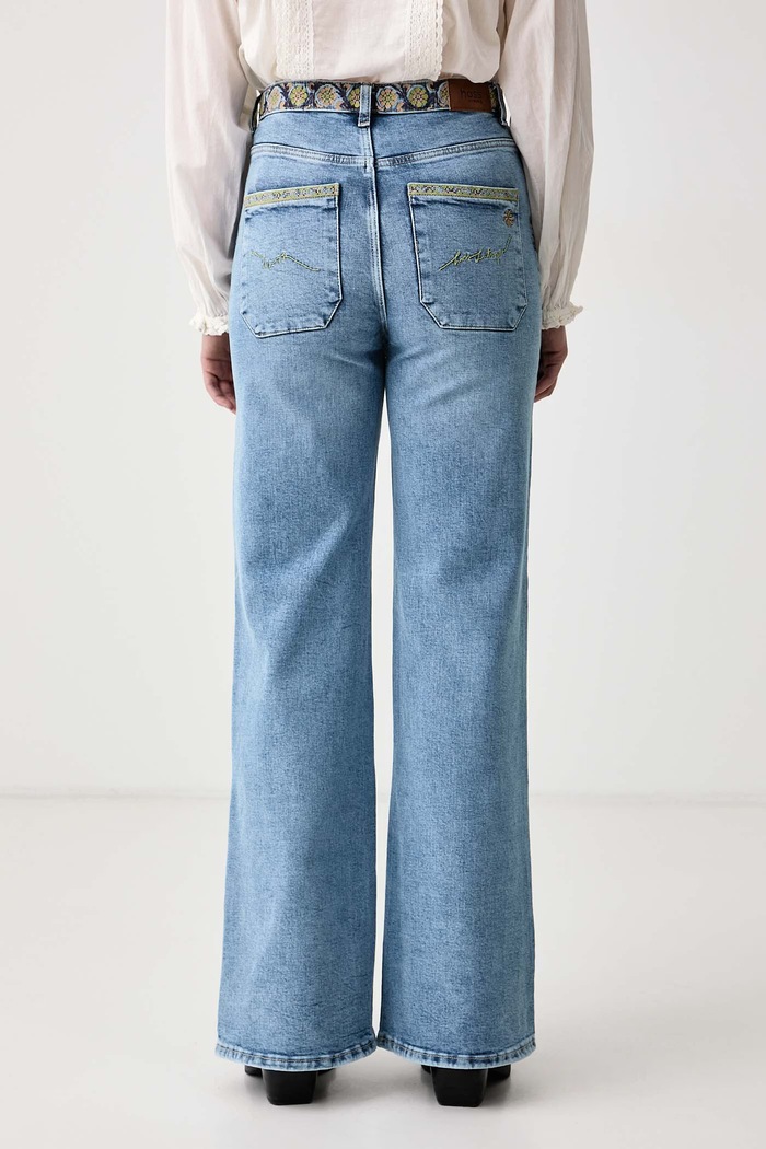 Odzież Hoss Intropia Jeansy wide leg damskie 8024260 niebieski