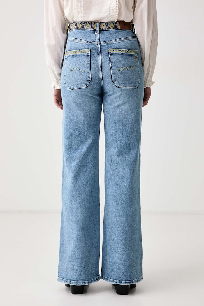 Odzież Hoss Intropia Jeansy wide leg damskie 8024260 niebieski
