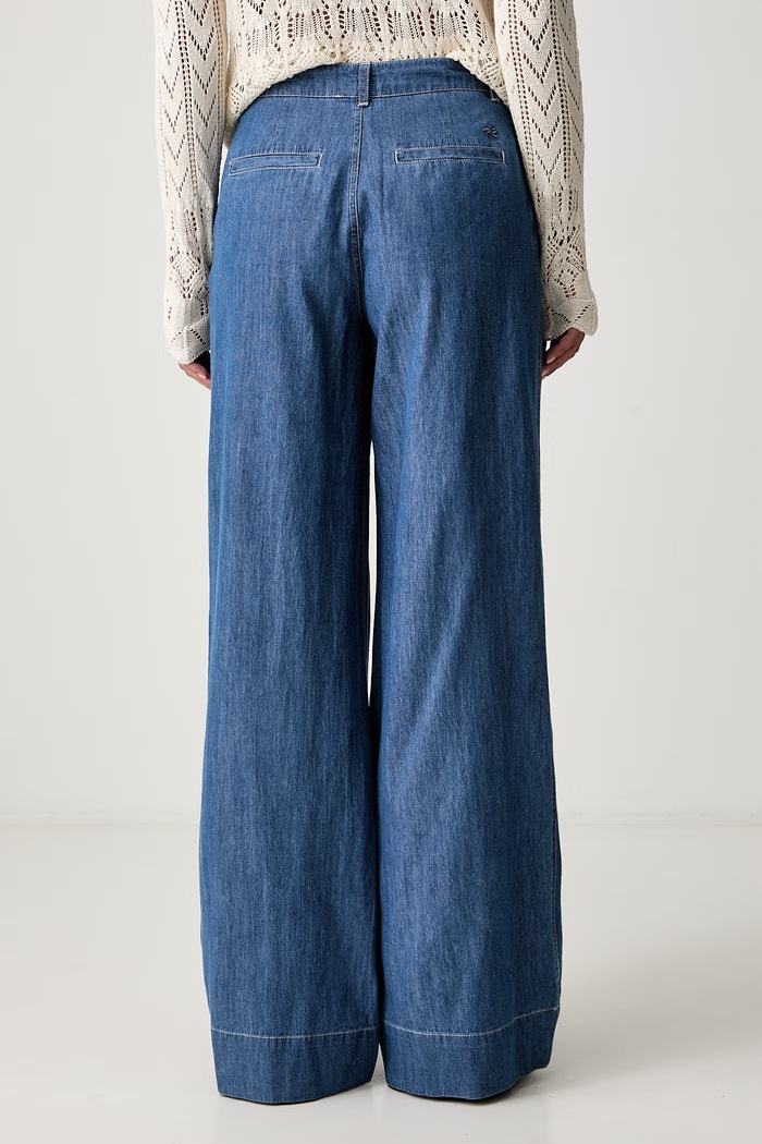 Odzież Hoss Intropia jeansy wide leg damskie 8024262 niebieski