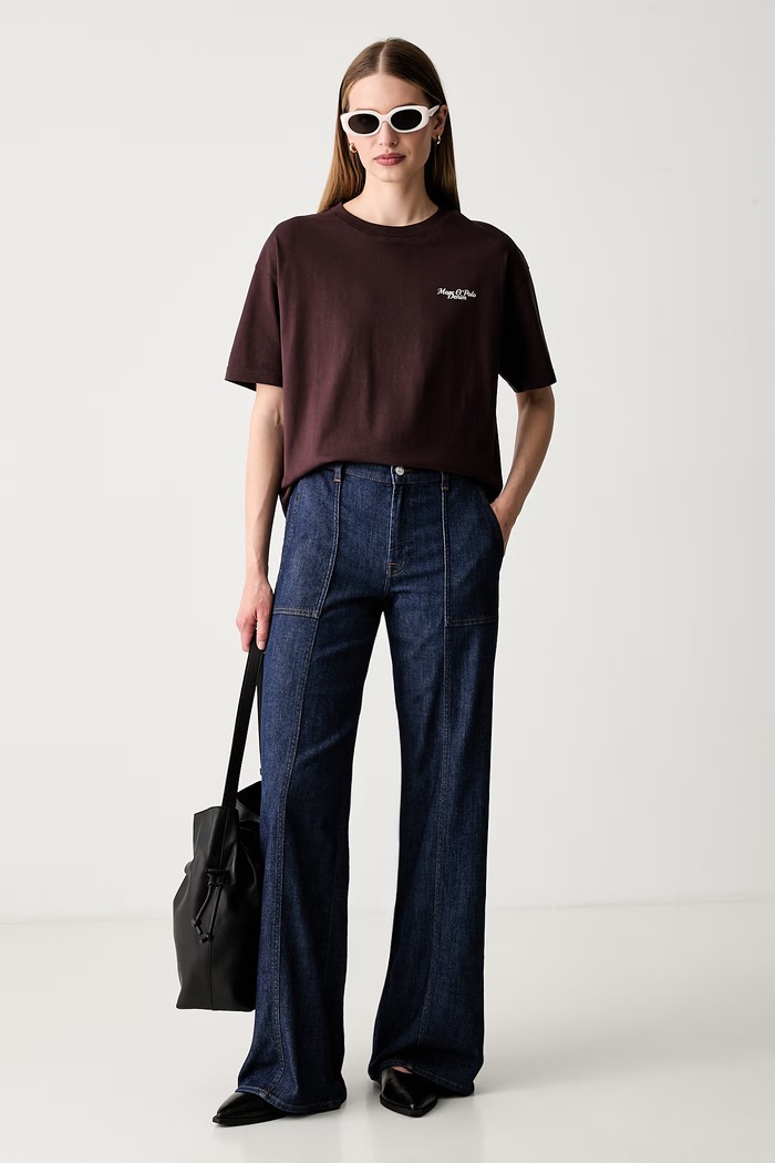7 FOR ALL MANKIND jeansy wide leg damskie 7UCO0R70 granatowy AW26