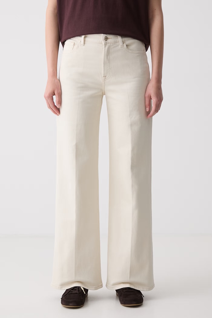 7 FOR ALL MANKIND jeansy wide leg damskie beżowy 7U8E0G96
