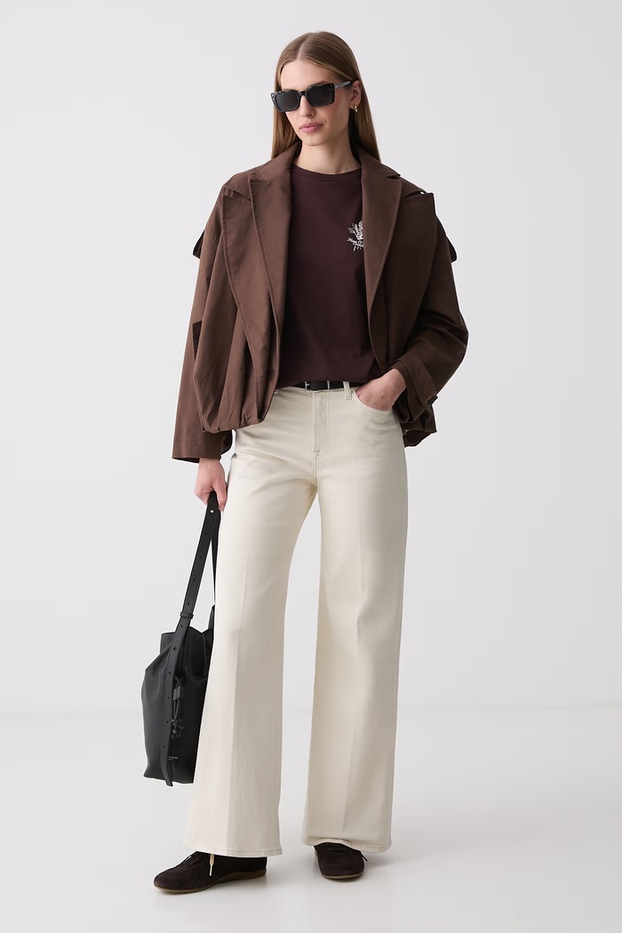 7 FOR ALL MANKIND jeansy wide leg damskie 7U8E0G96 beżowy AW26