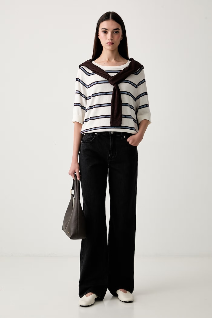 7 FOR ALL MANKIND jeansy straight damskie 7UE60C31 czarny AW26