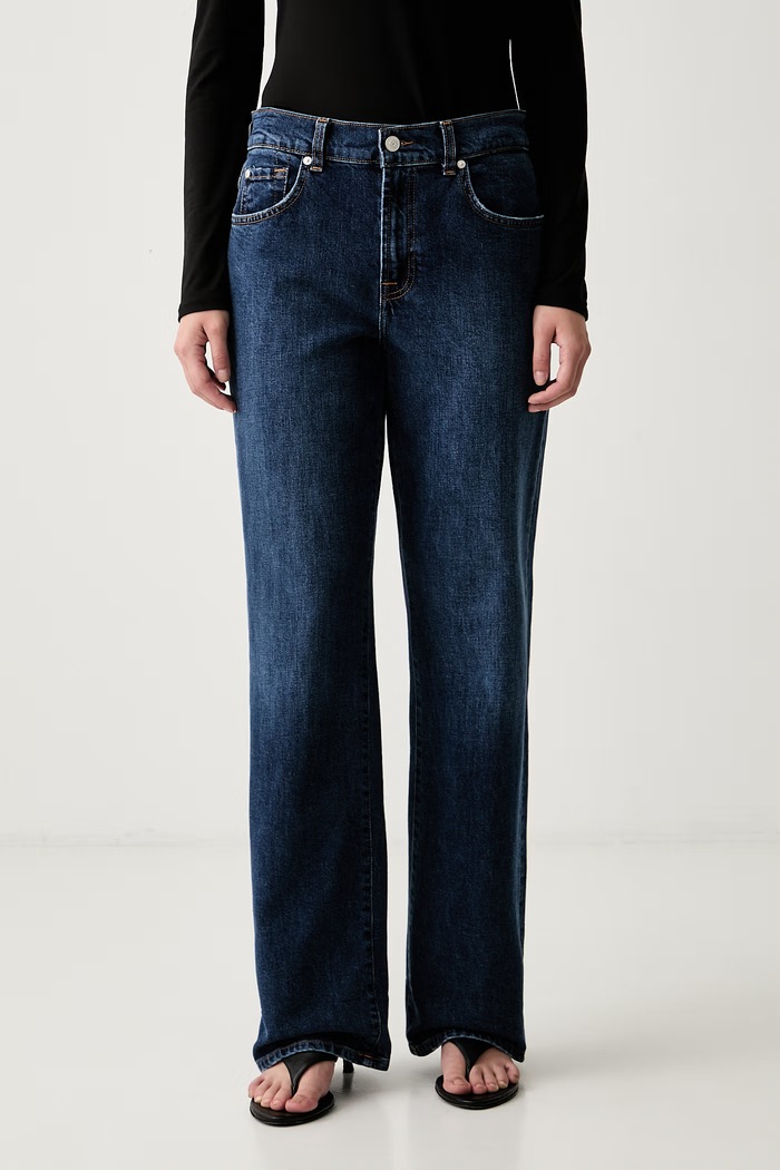 7 FOR ALL MANKIND jeansy straight damskie granatowy 7UE60B86