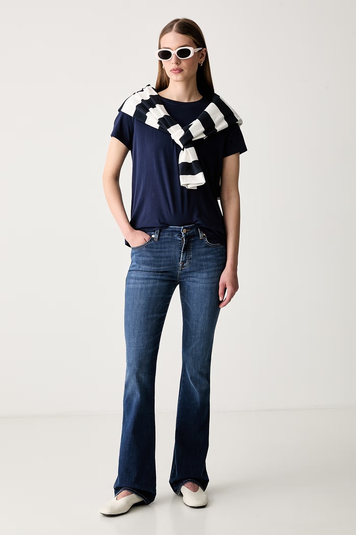 7 FOR ALL MANKIND jeansy bootcut damskie 7U302C44 granatowy AW26