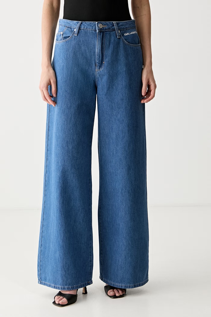 Karl Lagerfeld Τζιν wide leg Γυναικεία IKON μπλε B3W10046