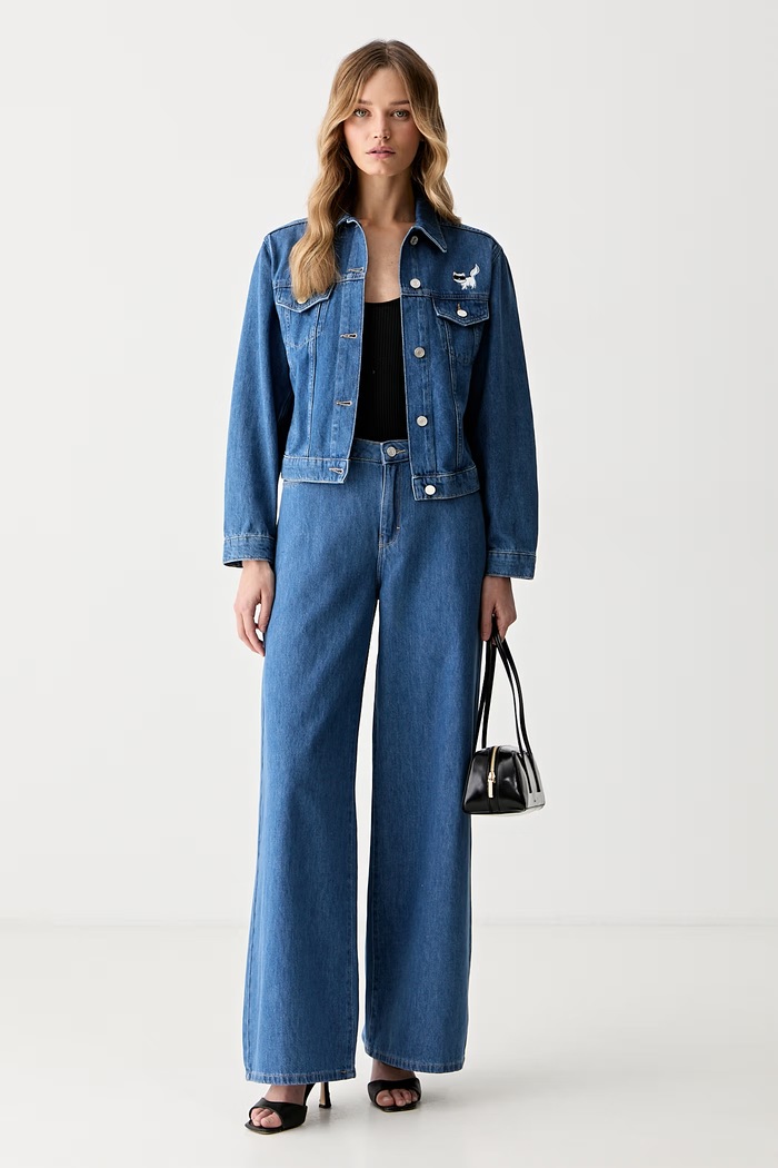 Karl Lagerfeld Τζιν wide leg Γυναικεία IKON B3W10046 μπλε AW26