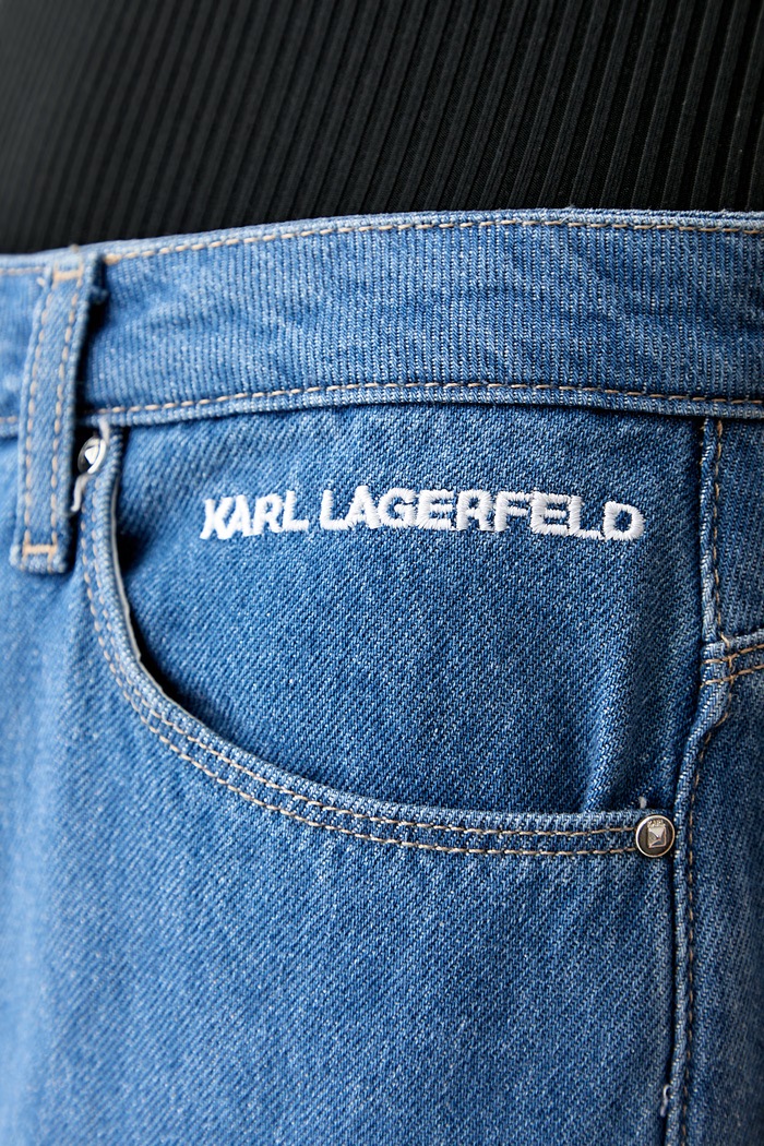 Karl Lagerfeld Τζιν wide leg Γυναικεία IKON μπλε B3W10046