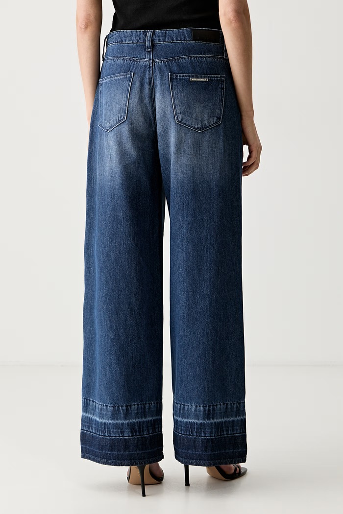 Odzież Karl Lagerfeld jeansy wide leg damskie B3W10093 niebieski