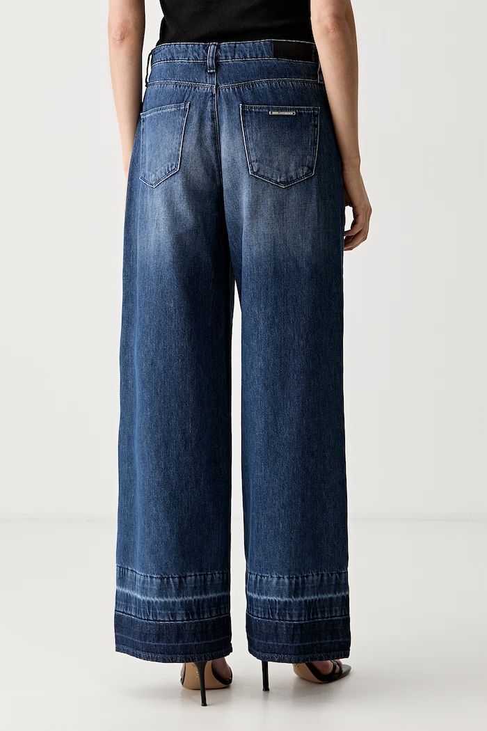 Odzież Karl Lagerfeld jeansy wide leg damskie B3W10093 niebieski