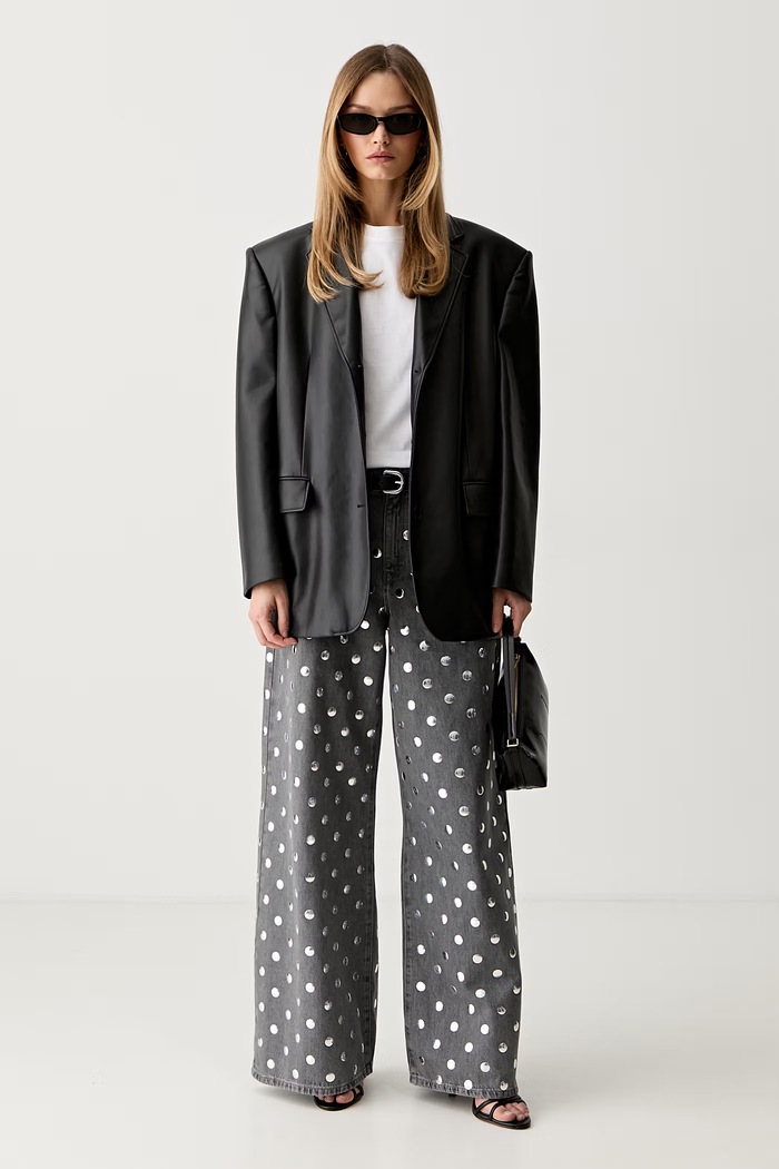 Karl Lagerfeld Τζιν wide leg Γυναικεία B3W10096 γκρί AW26