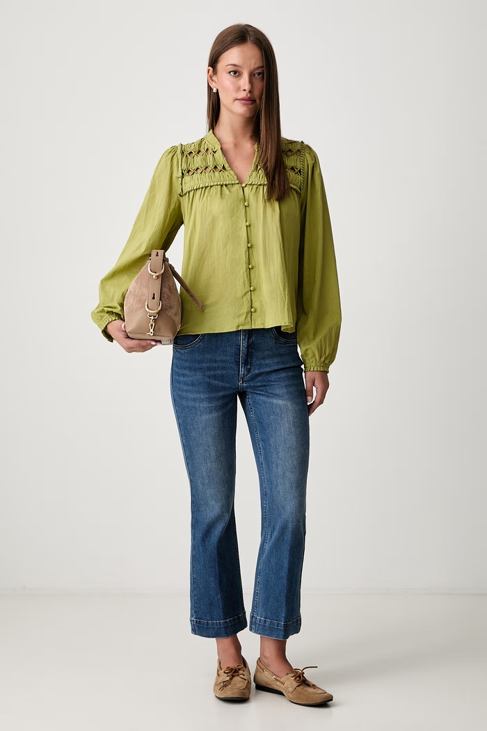 Pedro del Hierro jeansy flare damskie 8344437 niebieski AW26