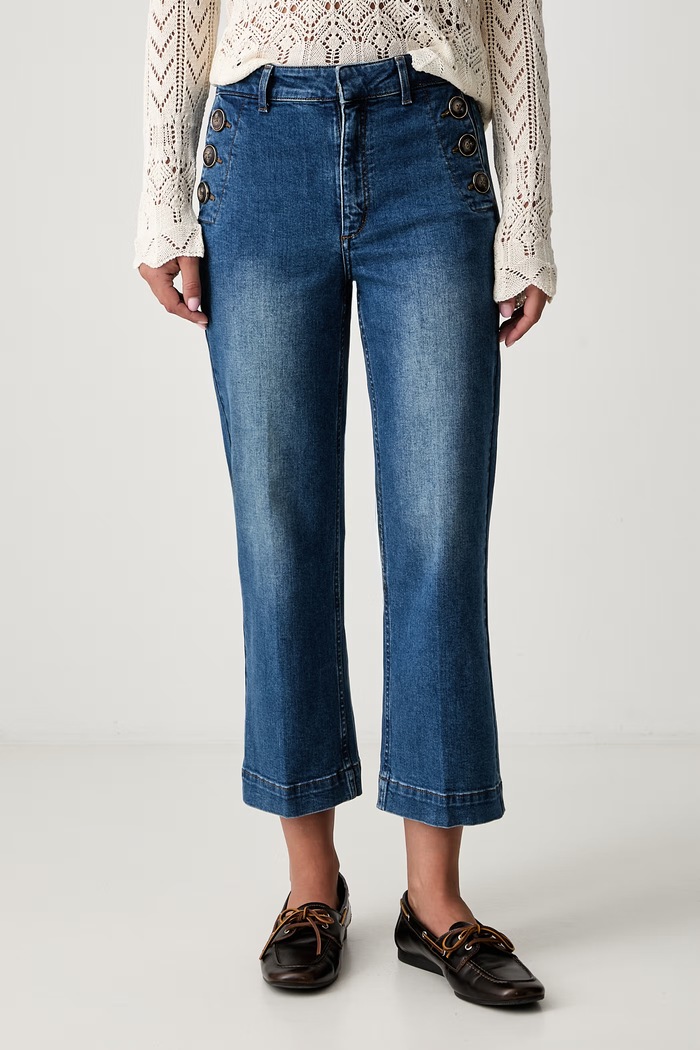 Pedro del Hierro jeansy wide leg damskie niebieski 8344435