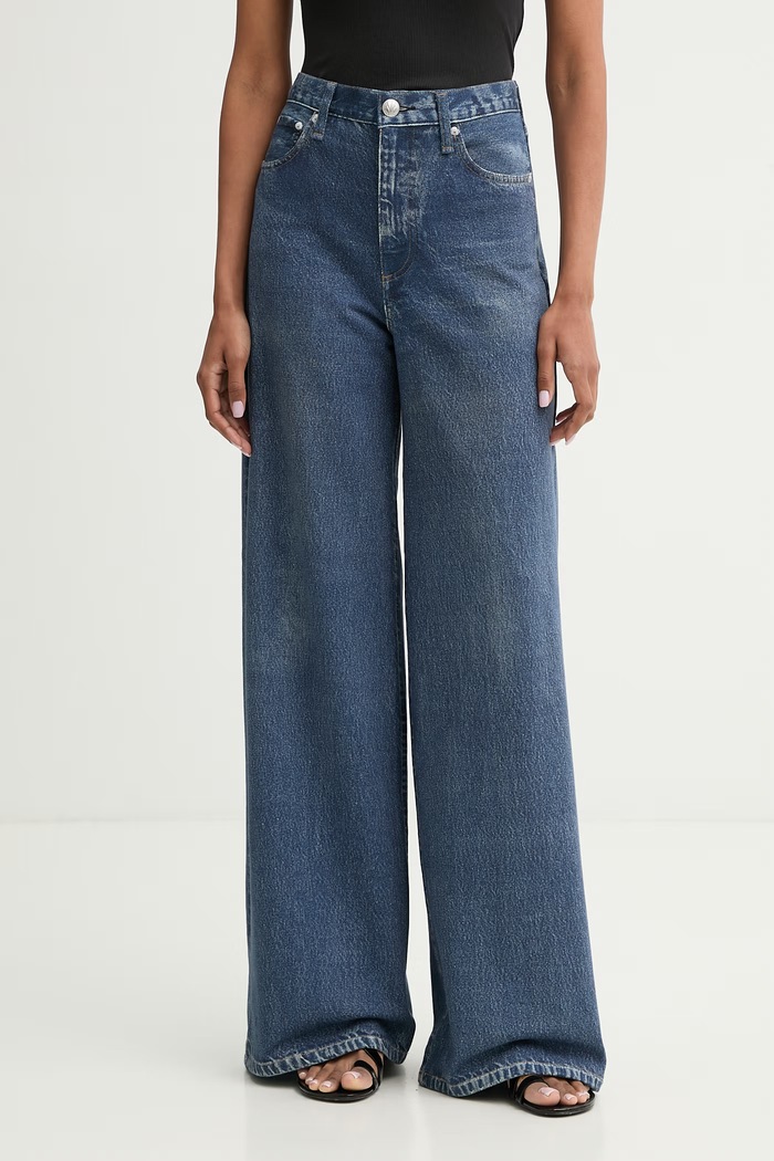rag & bone παντελόνι γυναικείο βαμβακερό μπλε RC8325H7MTE