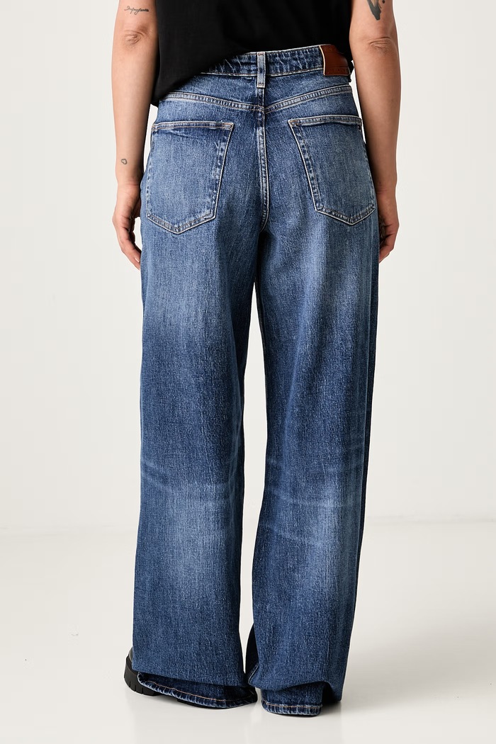 Odjeća Tommy Jeans wide leg traperice za žene DW0DW23463 mornarsko plava