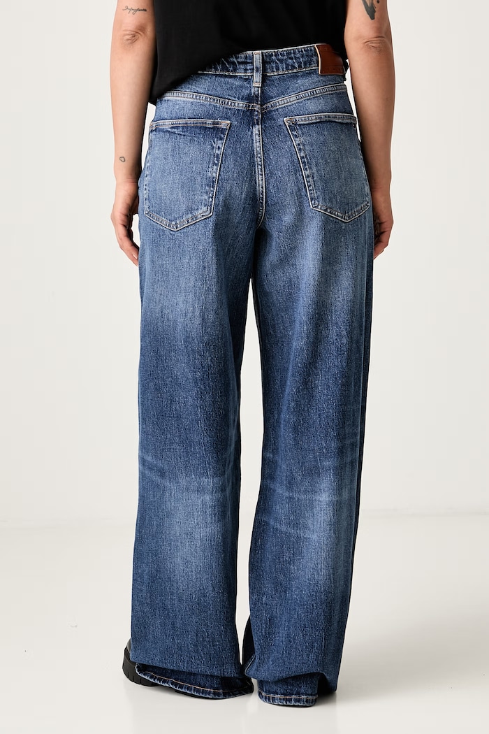 Odjeća Tommy Jeans wide leg traperice za žene DW0DW23463 mornarsko plava