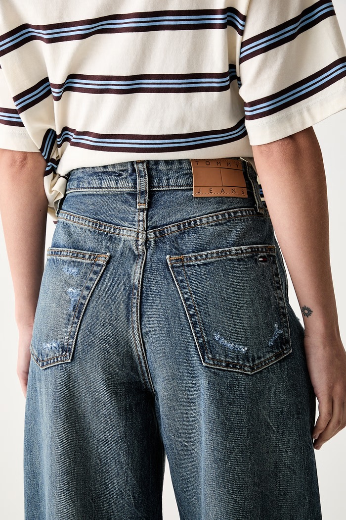 Tommy Jeans jeansy wide leg damskie niebieski DW0DW23099