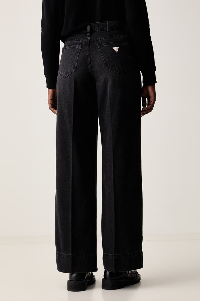 Ρούχα Guess Jeans τζιν wide leg γυναικεία W6YA05.D1180 μαύρο
