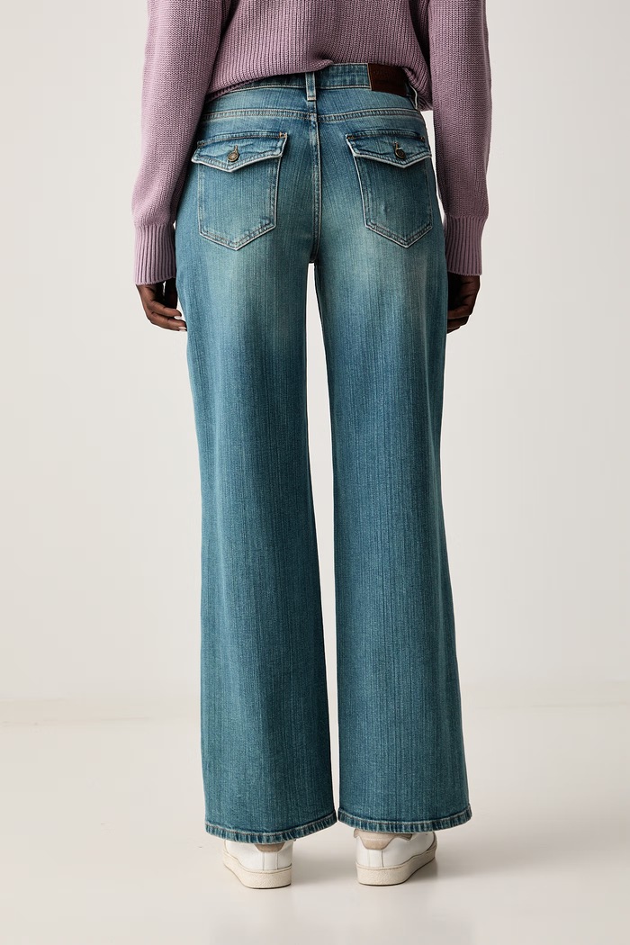 Oblečenie Guess Jeans rifle wide leg dámske W6YA01.D1170 modrá