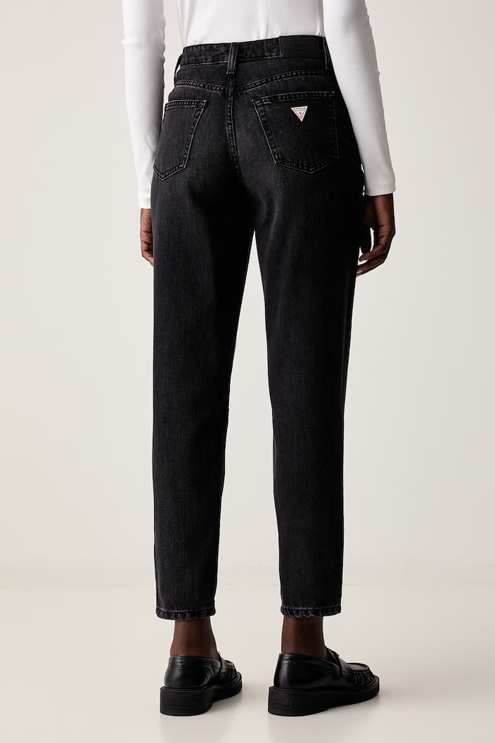 Oblečenie Guess Jeans rifle mom fit dámske W6YA0D.D1148 čierna