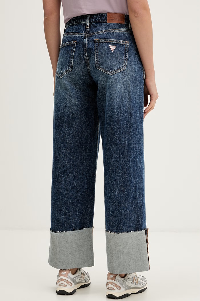 Oblečenie Guess Jeans rifle wide leg dámske W6RA2B.D5M5L modrá