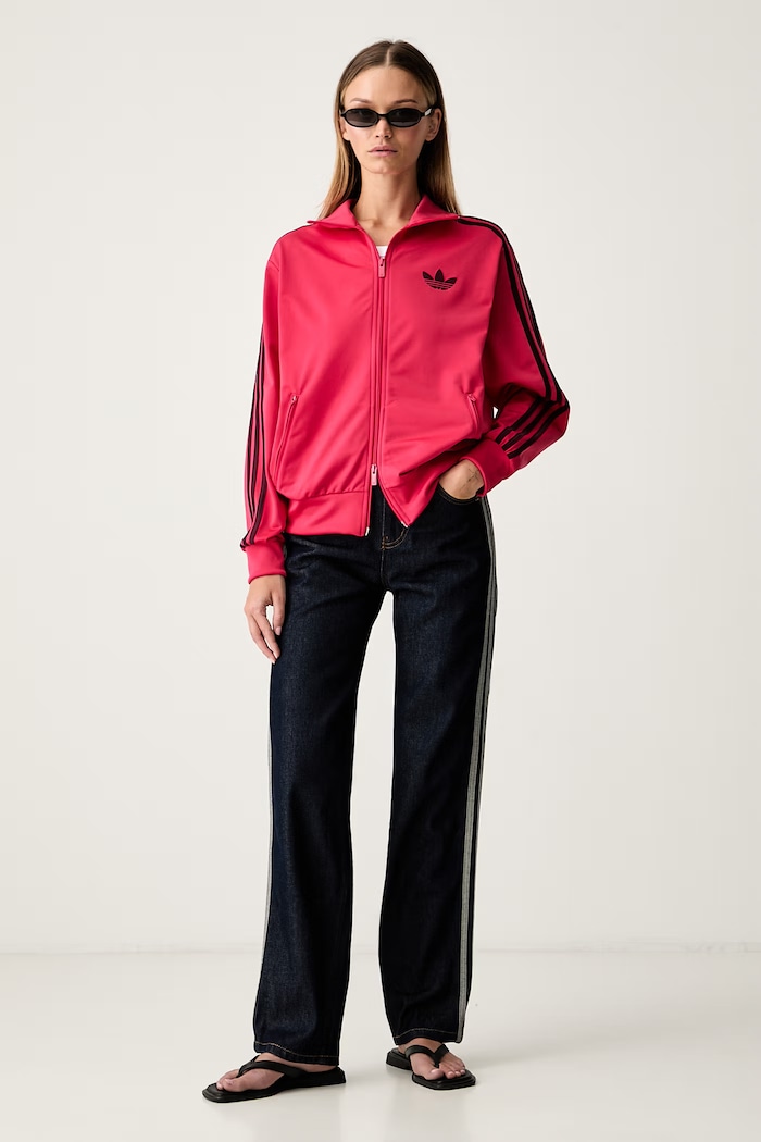 adidas Originals jeansy straight damskie Firebird KQ6489 granatowy AW26