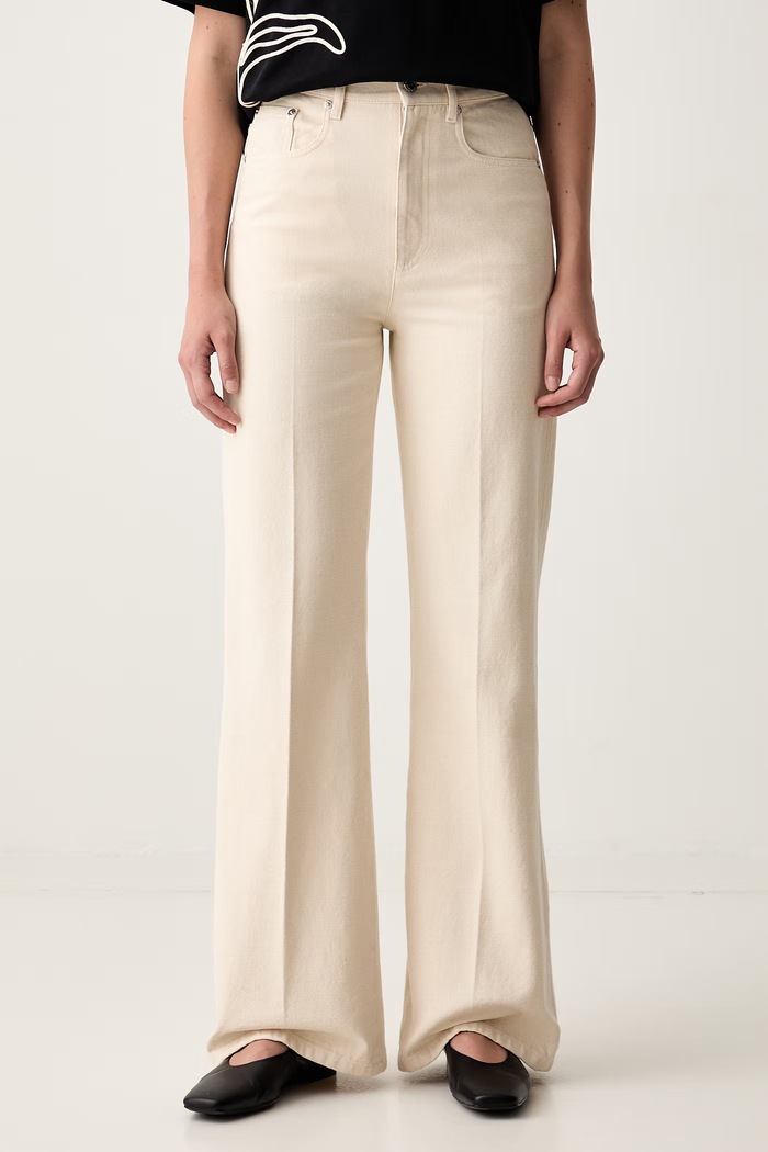 A.P.C. jeansy straight damskie beżowy COEUG.F09243