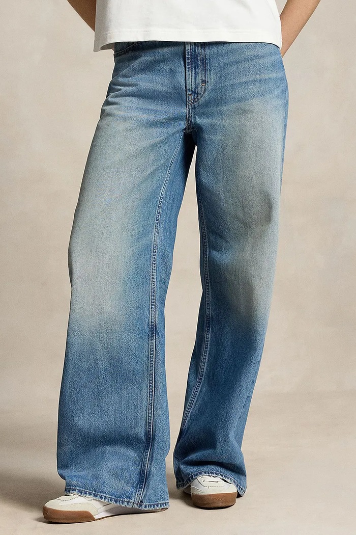 Polo Ralph Lauren jeansy wide leg damskie niebieski 211B17121