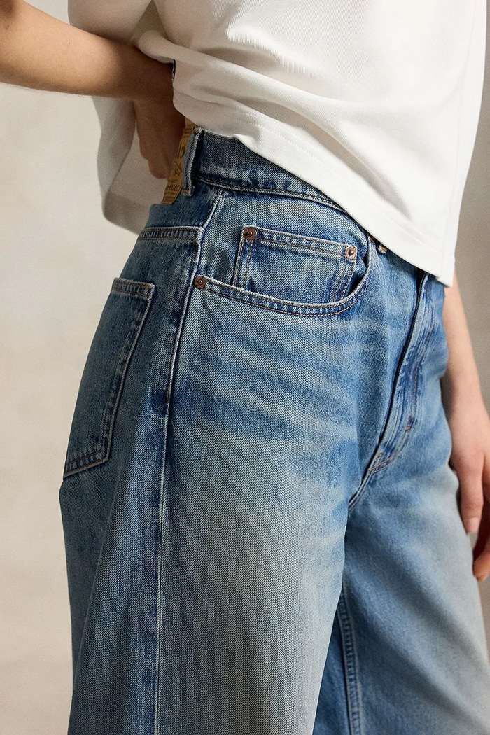 Polo Ralph Lauren jeansy wide leg damskie niebieski 211B17121