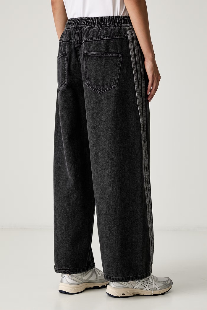 Ρούχα adidas τζιν wide leg γυναικεία Denim Pack KV0620 μαύρο