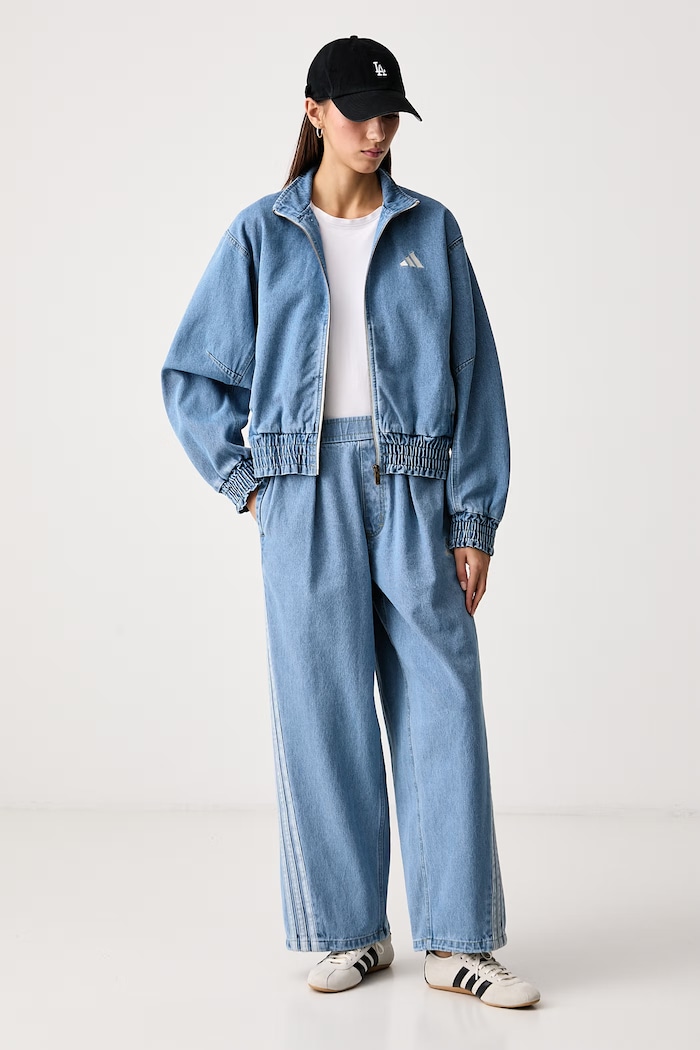 adidas Jeansy wide leg damskie Denim Pack KV0619 niebieski AW26