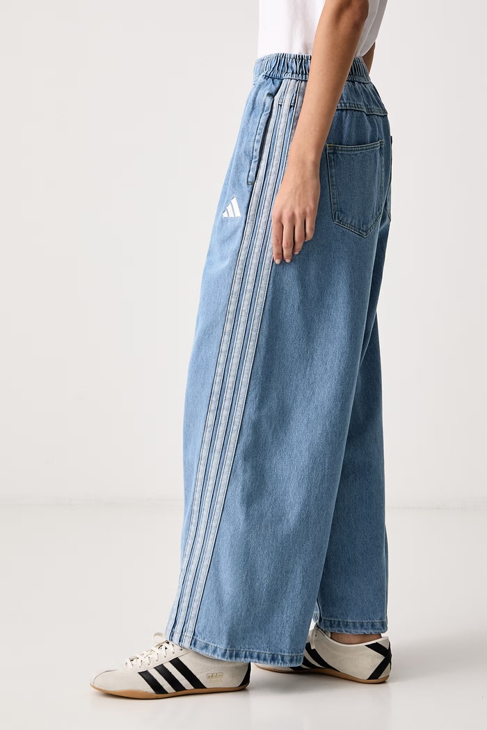Jeansy wide leg damskie Denim Pack adidas KV0619 niebieski