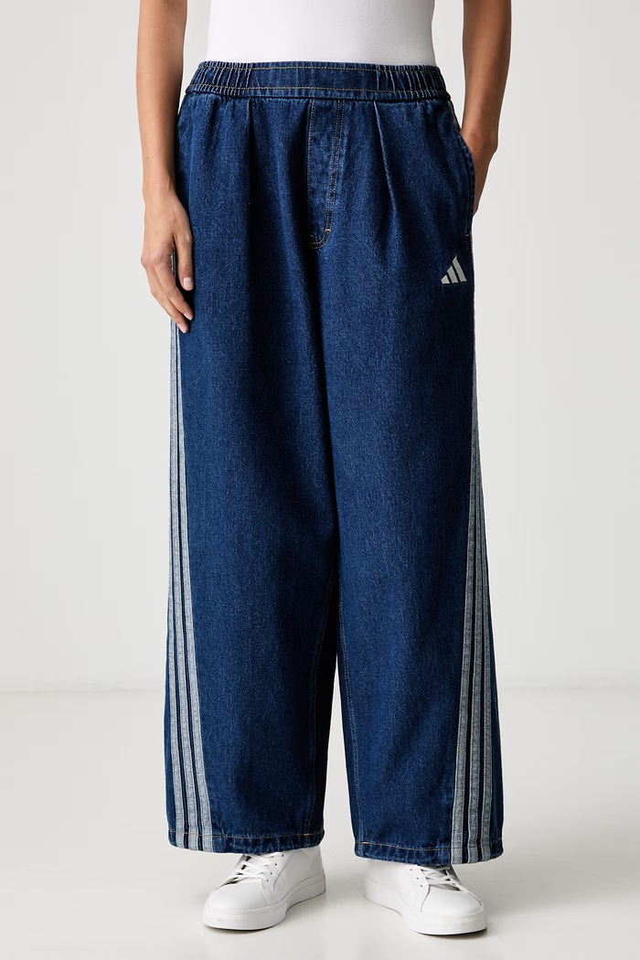 adidas jeansy wide leg damskie Denim Pack niebieski KV0618