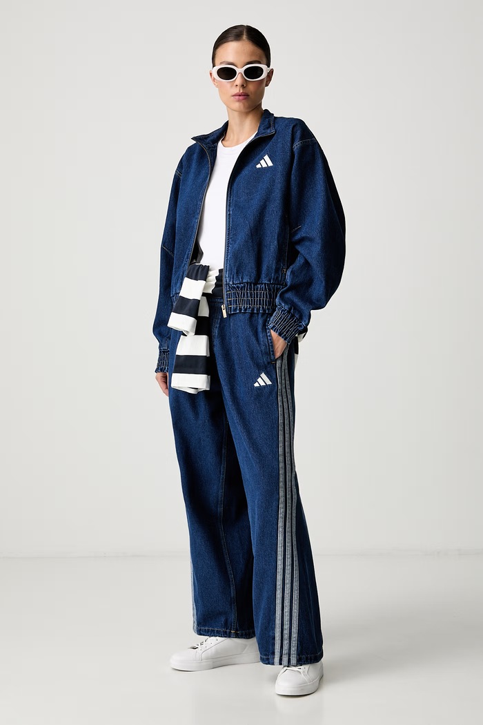 adidas jeansy wide leg damskie Denim Pack KV0618 niebieski AW26