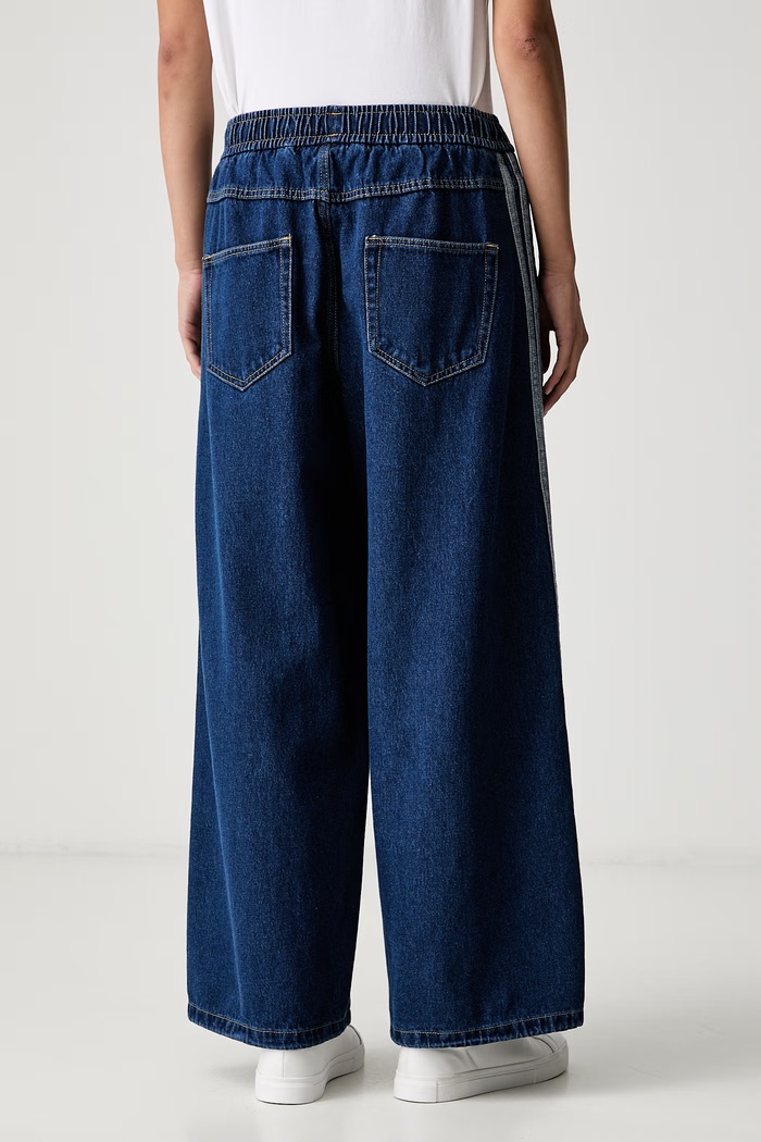 Odzież adidas jeansy wide leg damskie Denim Pack KV0618 niebieski