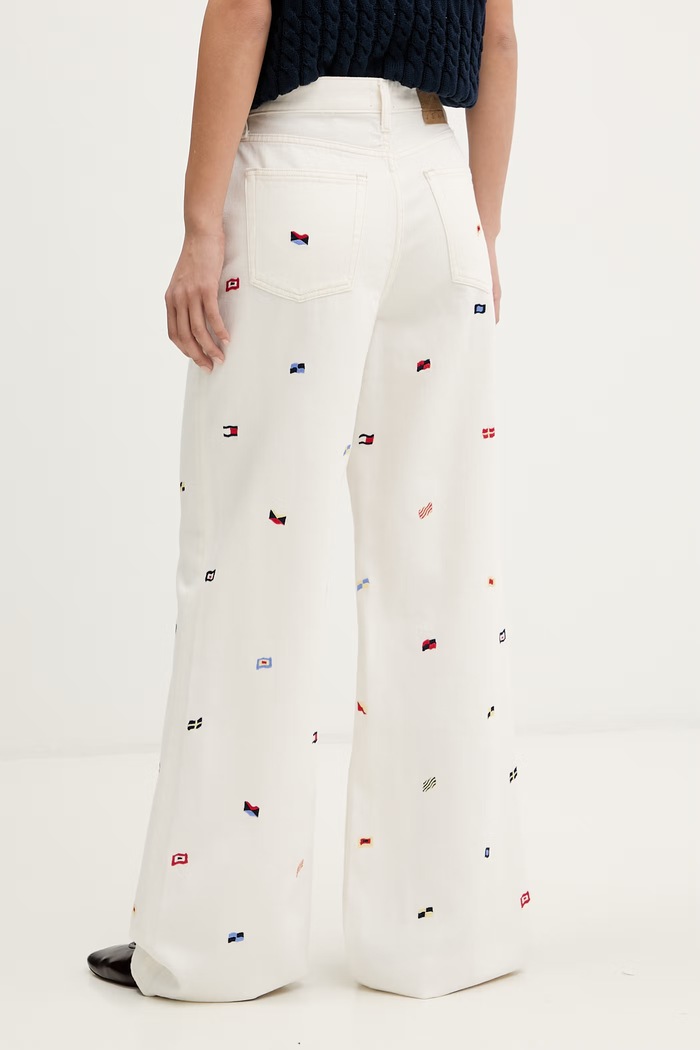 Odzież Tommy Jeans jeansy wide leg damskie DW0DW23042 beżowy