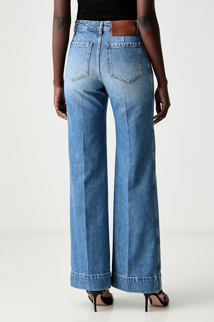 Odzież Victoria Beckham jeansy wide leg Alina 1226DJE007252M niebieski