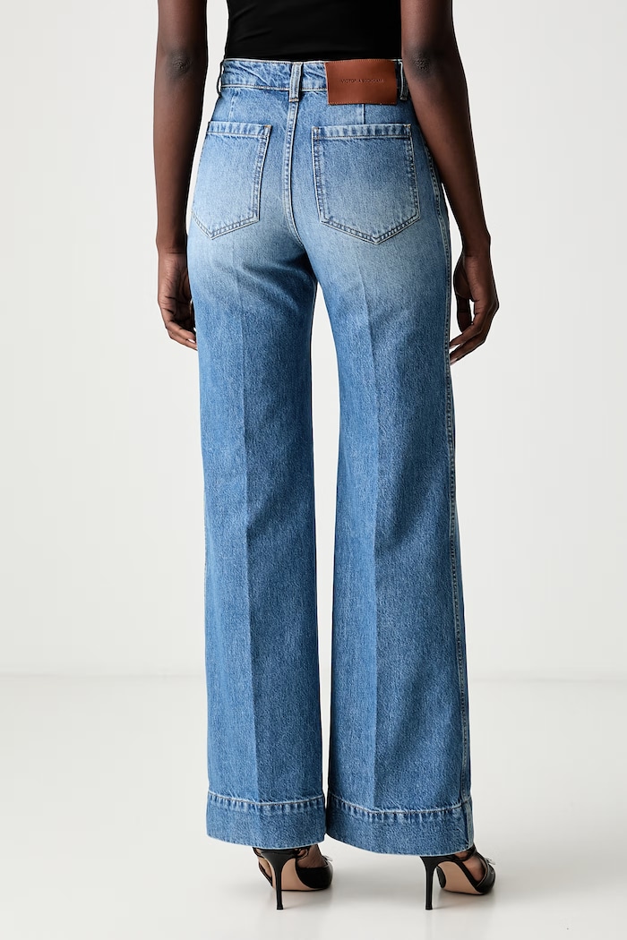Odzież Victoria Beckham jeansy wide leg Alina 1226DJE007252M niebieski