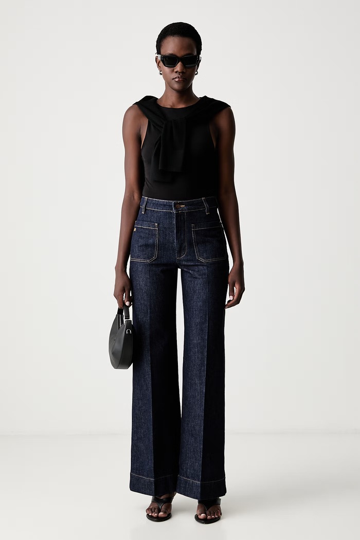 Victoria Beckham jeansy wide leg damskie Alina 1226DJE007252G granatowy AW26