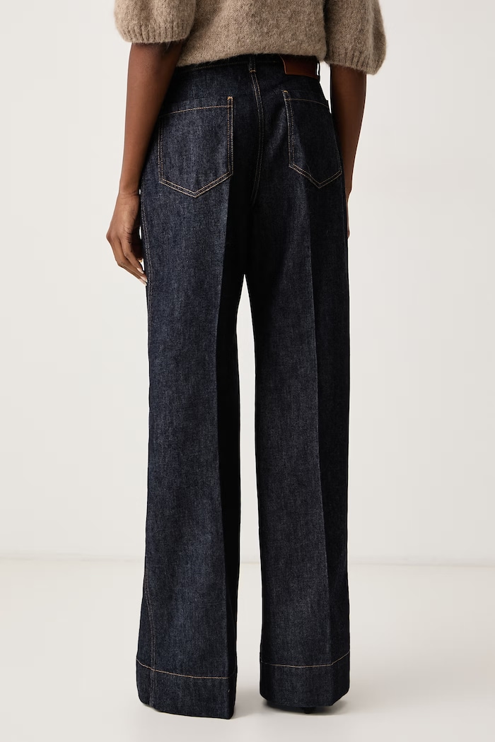 Odzież Victoria Beckham Jeansy wide leg damskie Alina 1226DJE007252G granatowy