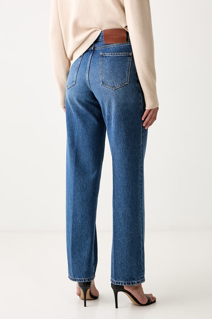 Odzież Victoria Beckham jeansy relaxed fit damskie 1326DJE007319A niebieski