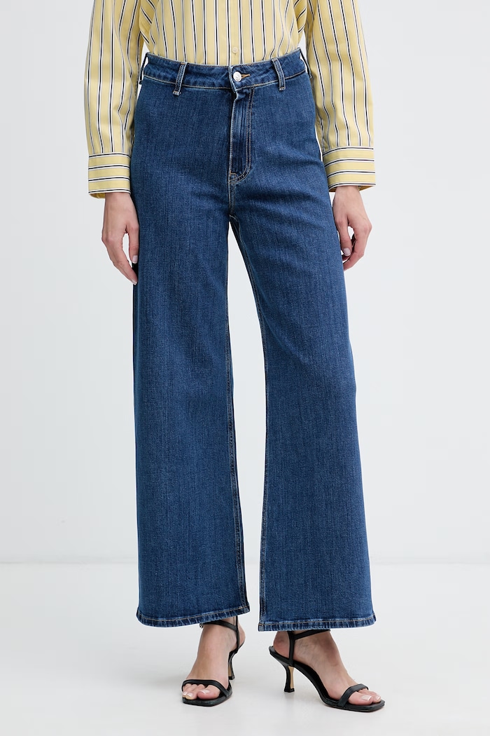 Tommy Hilfiger blugi wide leg pentru femei bleumarin WW0WW49967