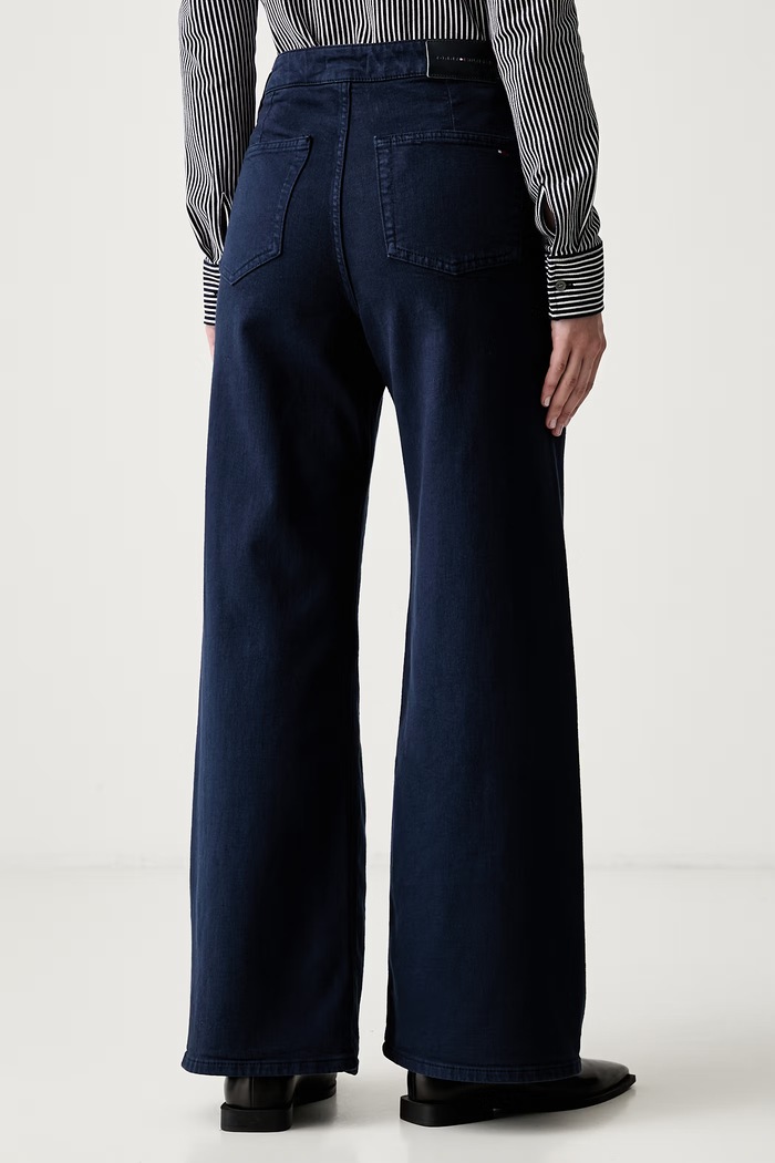 Дрехи Tommy Hilfiger дънки wide leg дамски WW0WW49949 тъмносин