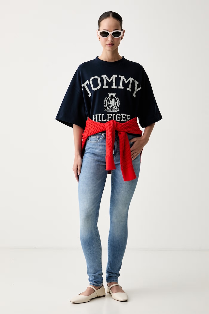 Tommy Hilfiger jeansy skinny damskie WW0WW49945 niebieski AW26