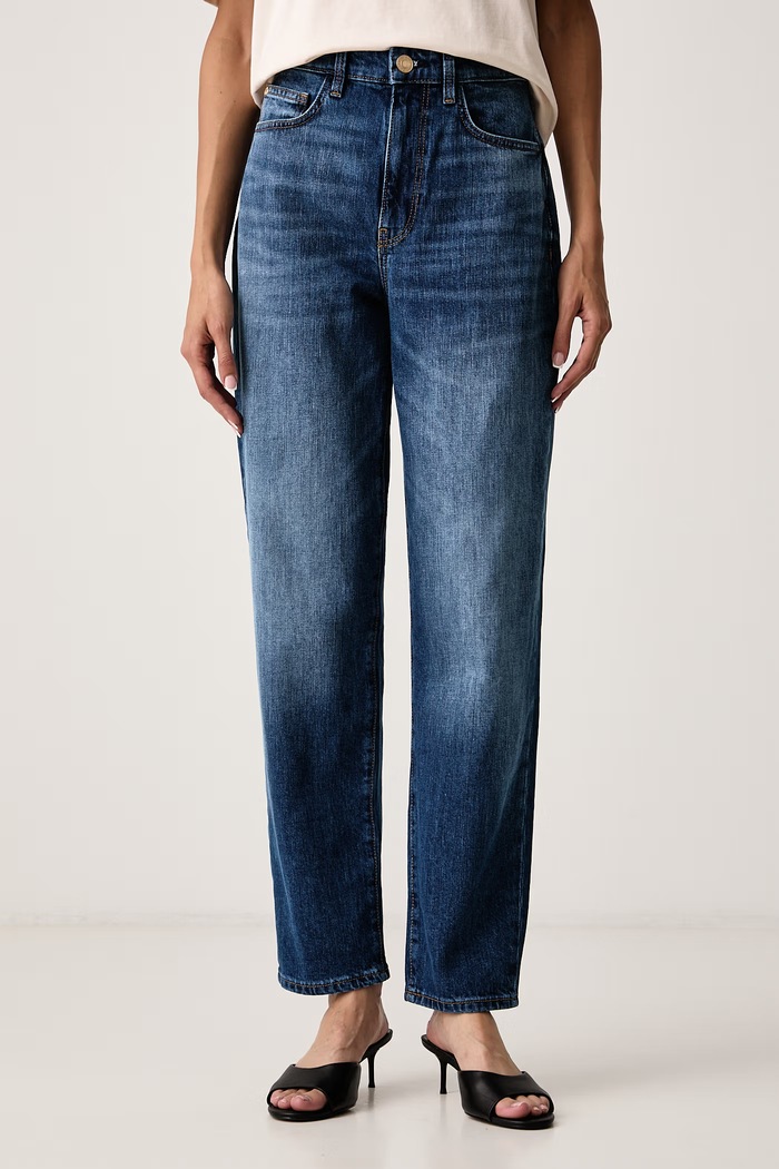 Guess Jeansy mom fit damskie NEW MOM granatowy W6YA3J.D1541