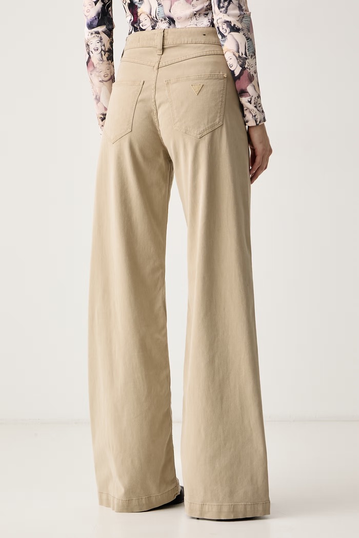Ρούχα Guess Τζιν wide leg γυναικεία BELLAGIO W6BA1C.W4354 μπεζ