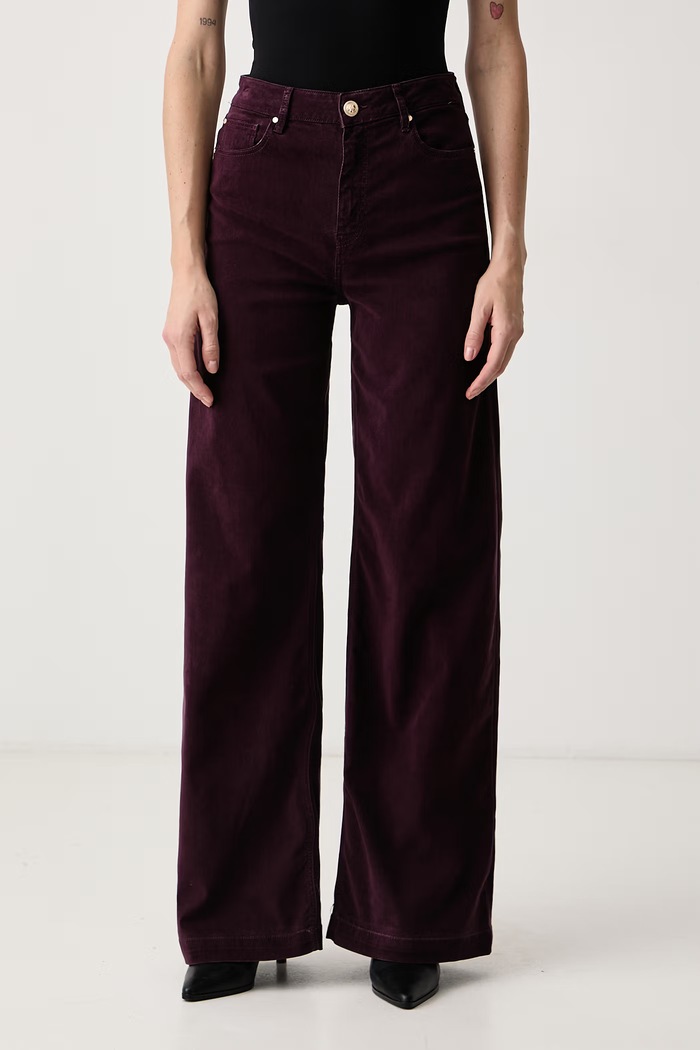 Guess Rifle wide leg dámske BELLAGIO burgundské W6BA1C.W4354